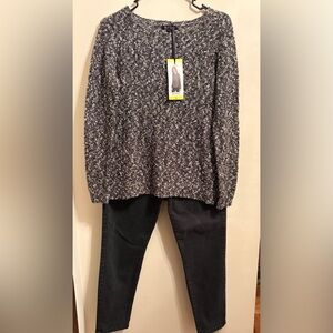 Buffalo David Bitton Monochrome Knit Sweater and David Bitton washed wear jeans